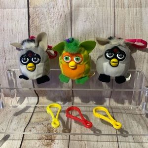 Furby lot of 3 Plushy Keychains Backpack Clips McDonalds Toys